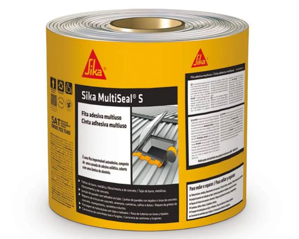 Cinta selladora tapagoteras 10 cm x 10 m Multiseal S plata Sika.-0