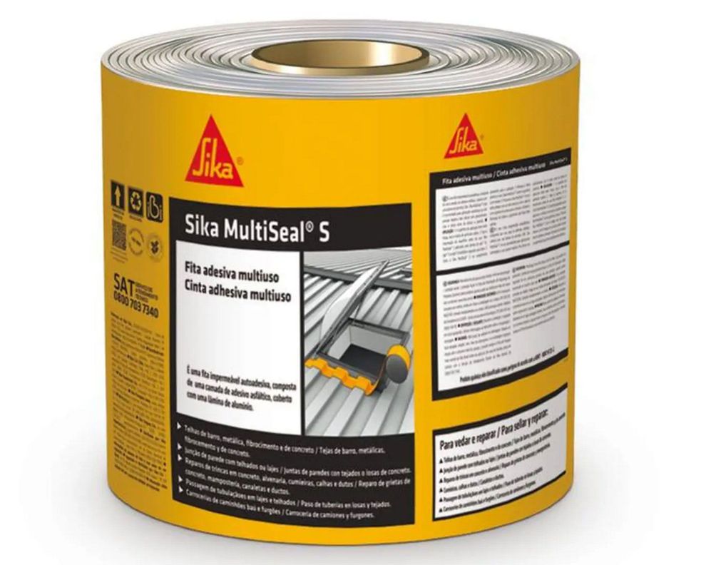 Cinta selladora tapagoteras 10 cm x 3 m Multiseal S plata Sika.-0