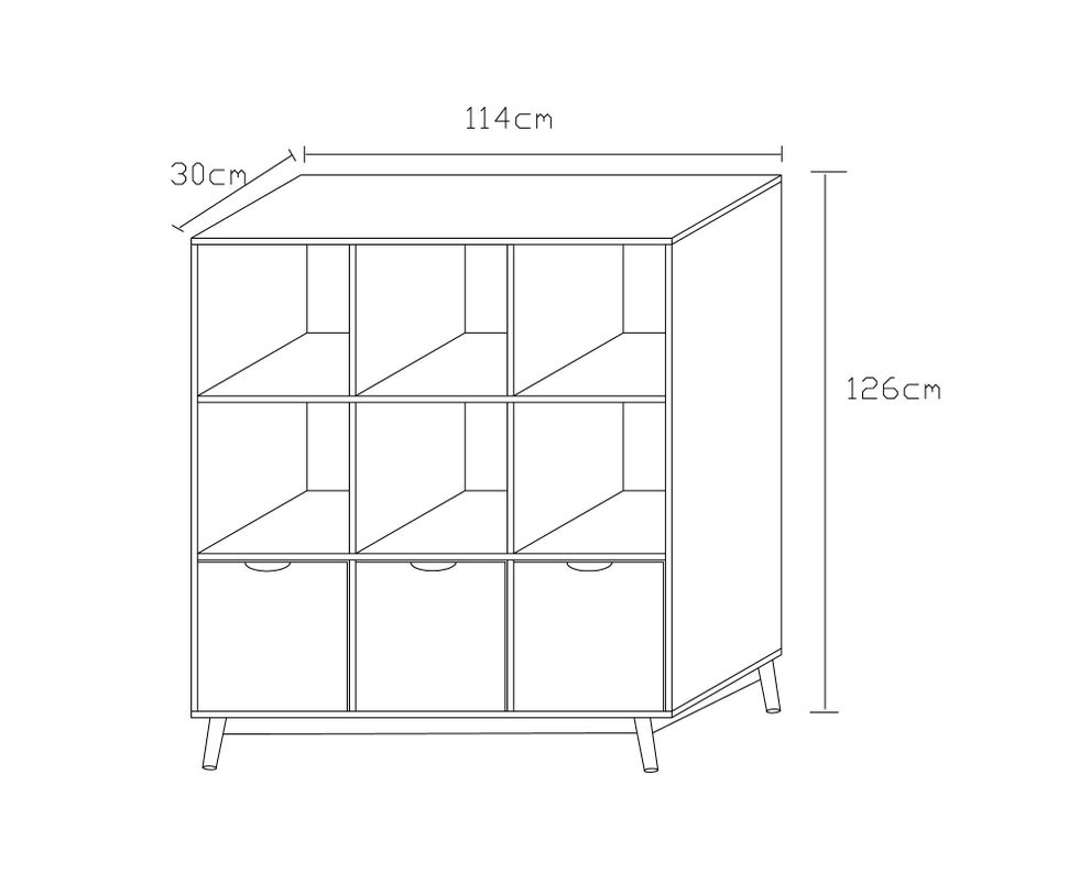 Librero 3 puertas Florencia natural/blanco M+Design-5