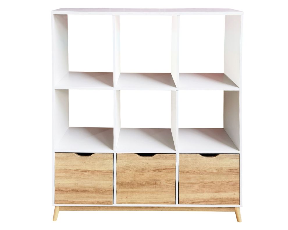 Librero 3 puertas Florencia natural/blanco M+Design-0