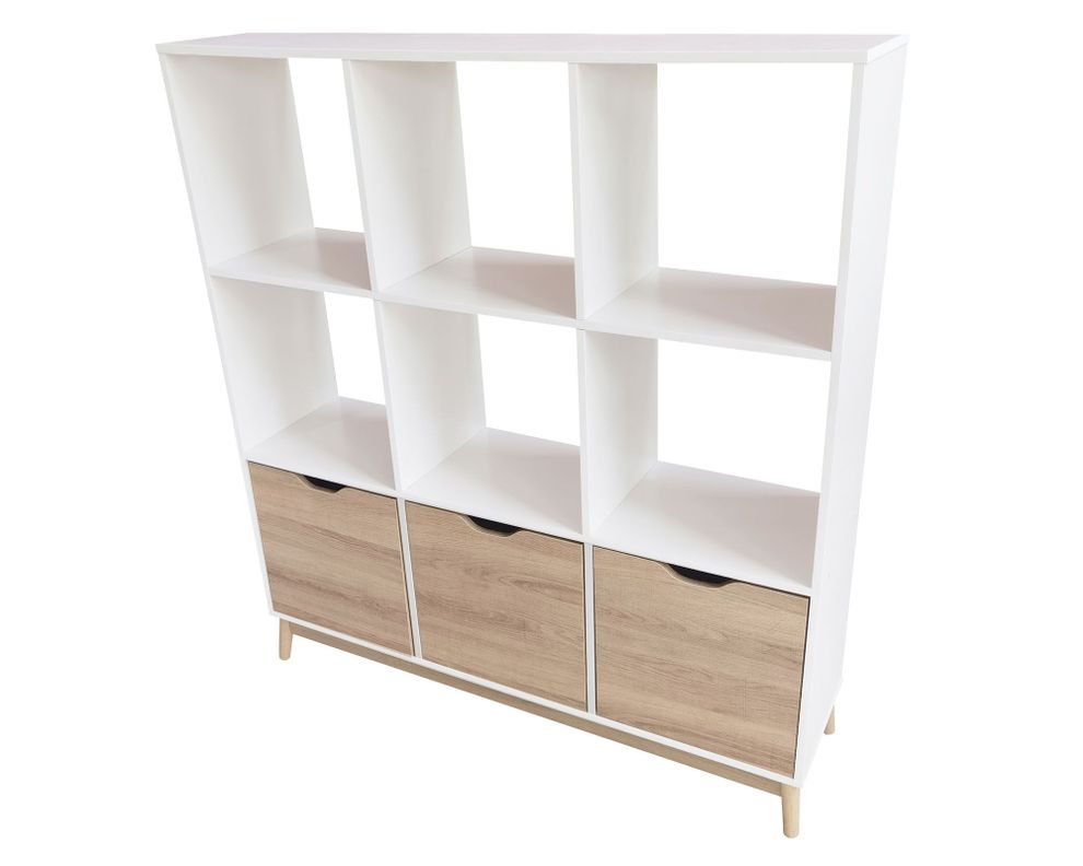 Librero 3 puertas Florencia natural/blanco M+Design-1