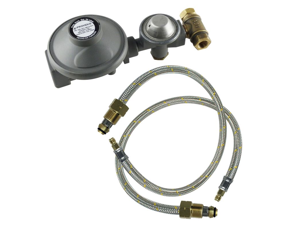 Regulador de gas 45 kg TRC-1936 gris + 2 flexibles-0
