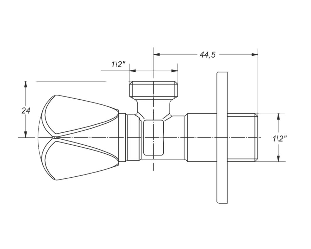 Llave angular 1/2'' HE blanco Bonomini.-1
