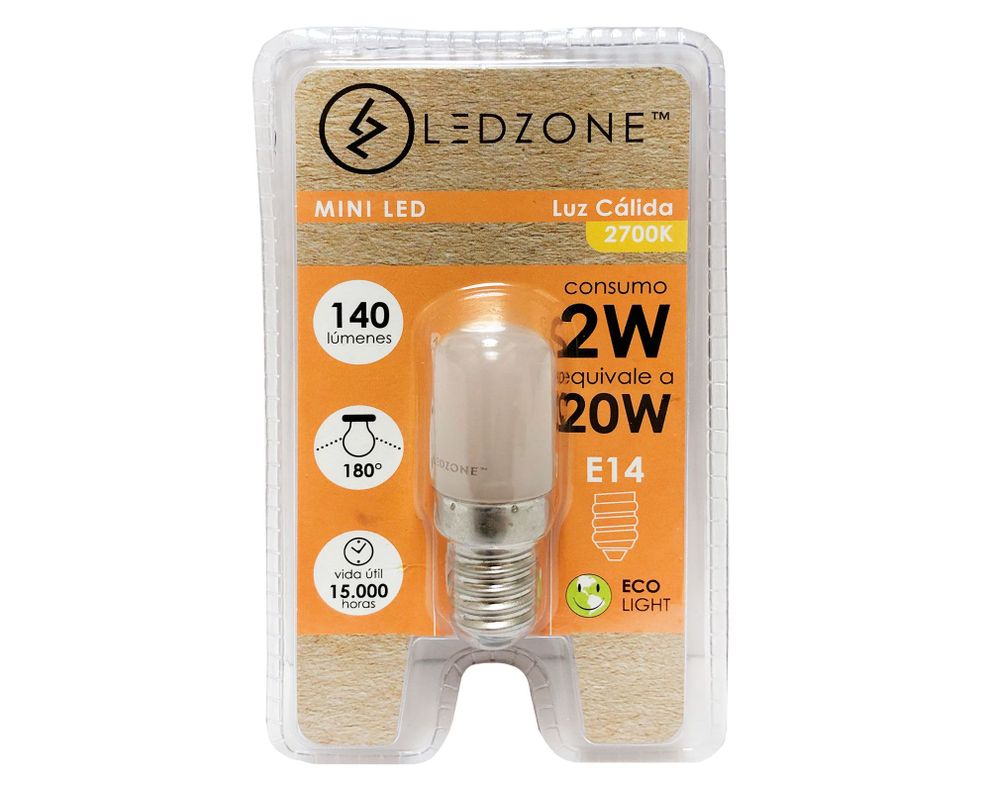 Ampolleta LED 2W E14 luz cálida Mini Ledzone-1