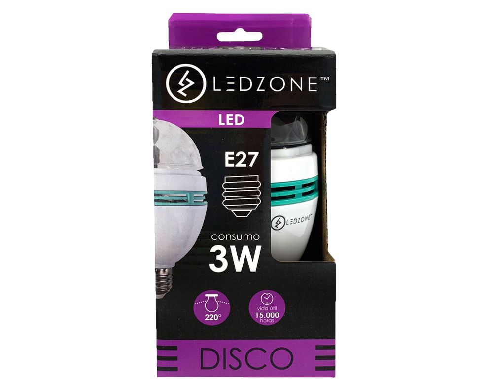 Ampolleta LED 3W E27 disco RGB Ledzone-0