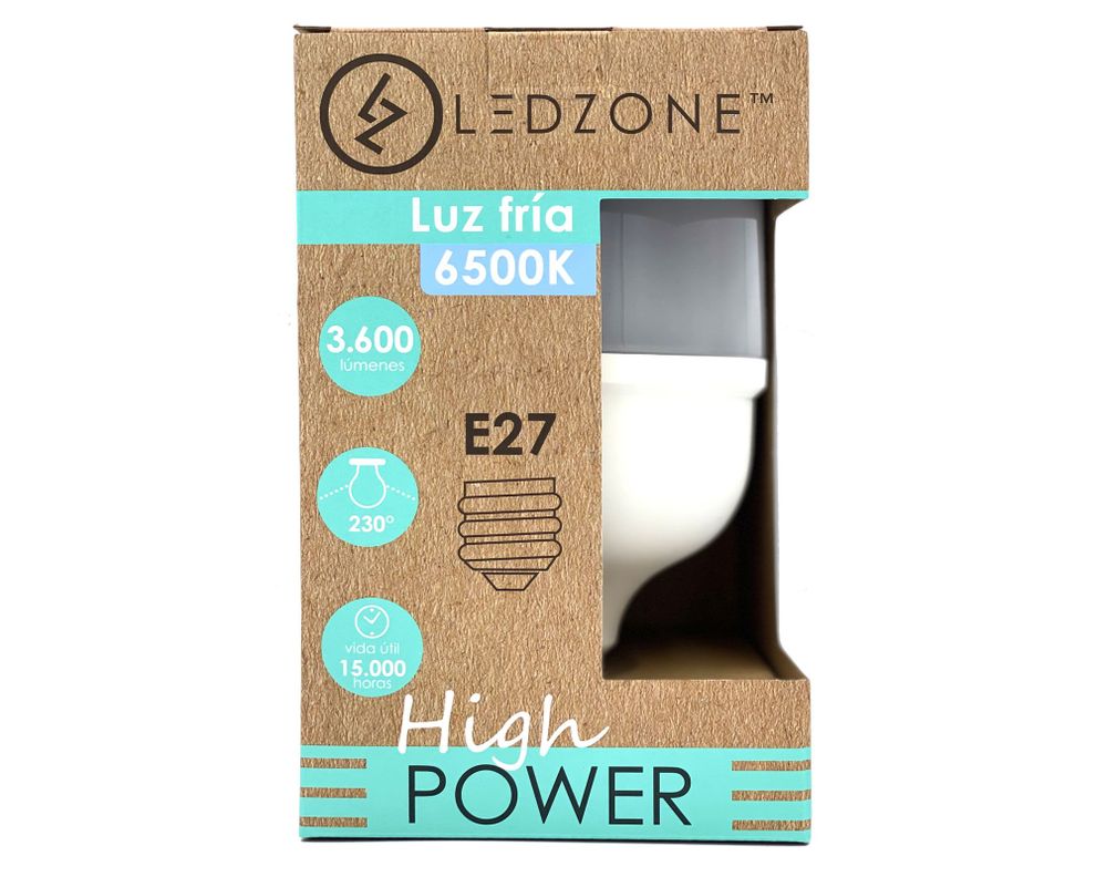 Ampolleta LED 40W E27 luz fría High power Ledzone-1