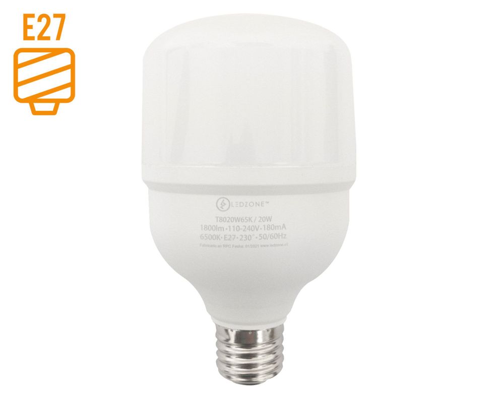 Ampolleta LED 20W E27 luz fría High power Ledzone-0