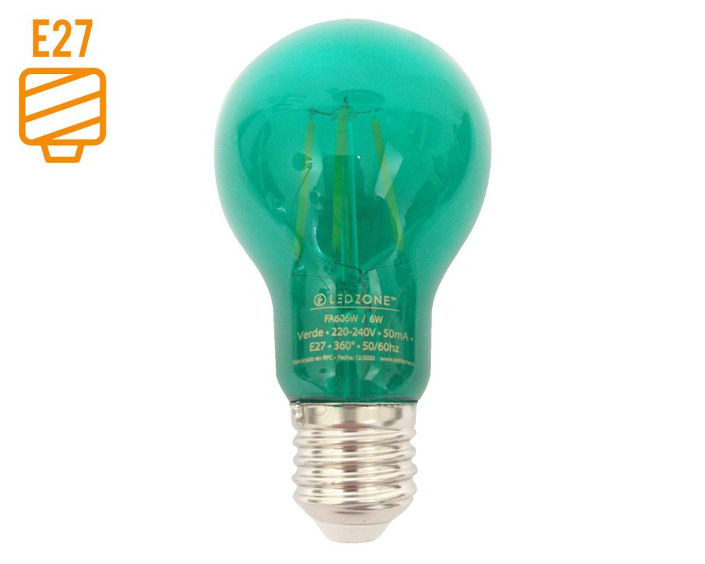Ampolleta LED 6W E27 luz cálida verde Ledzone.-0