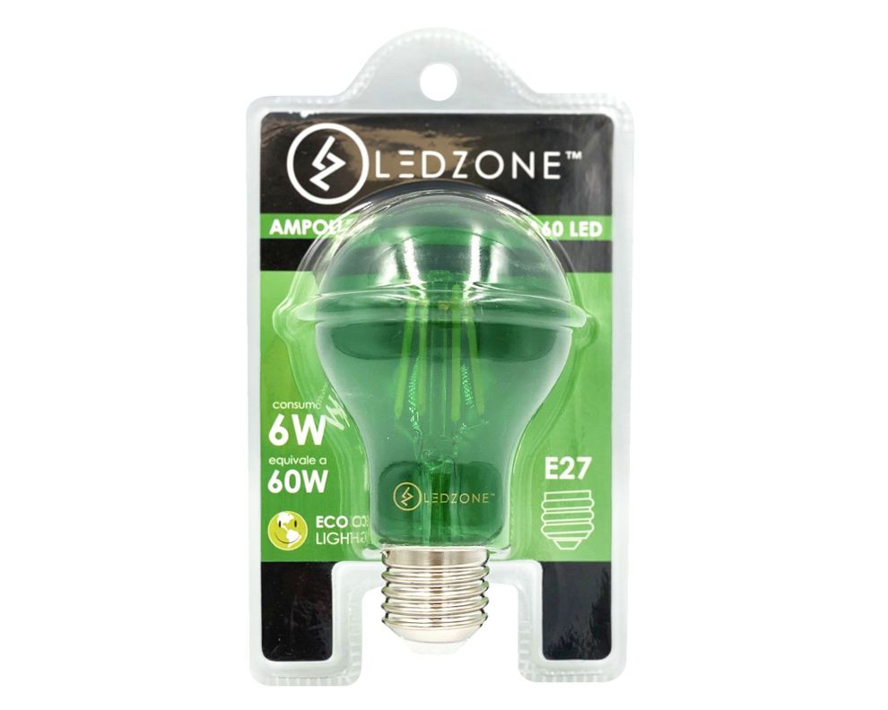Ampolleta LED 6W E27 luz cálida verde Ledzone.-1