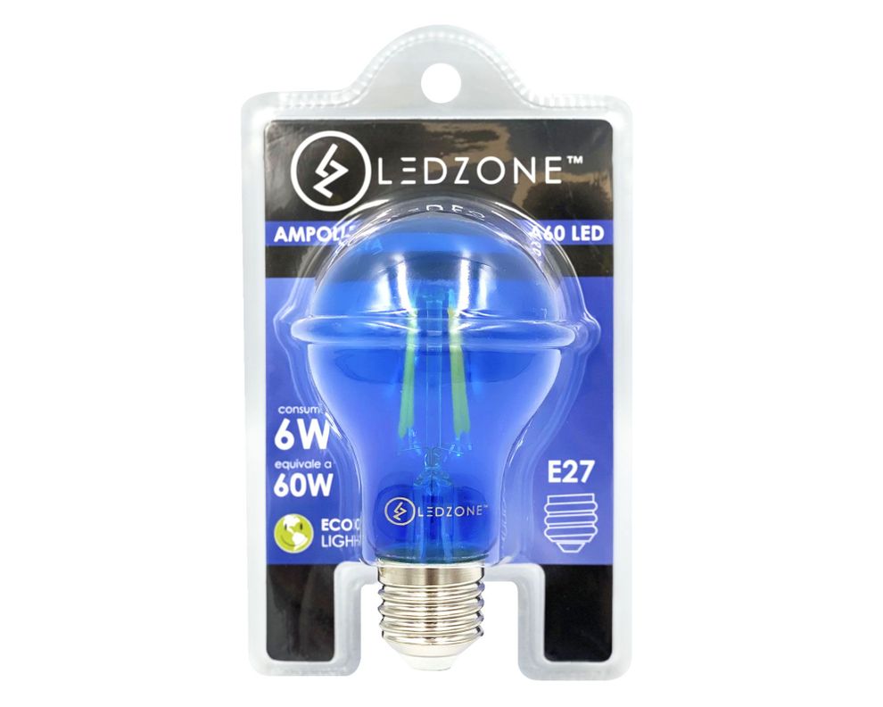 Ampolleta LED 6W E27 luz cálida azul Ledzone.-1