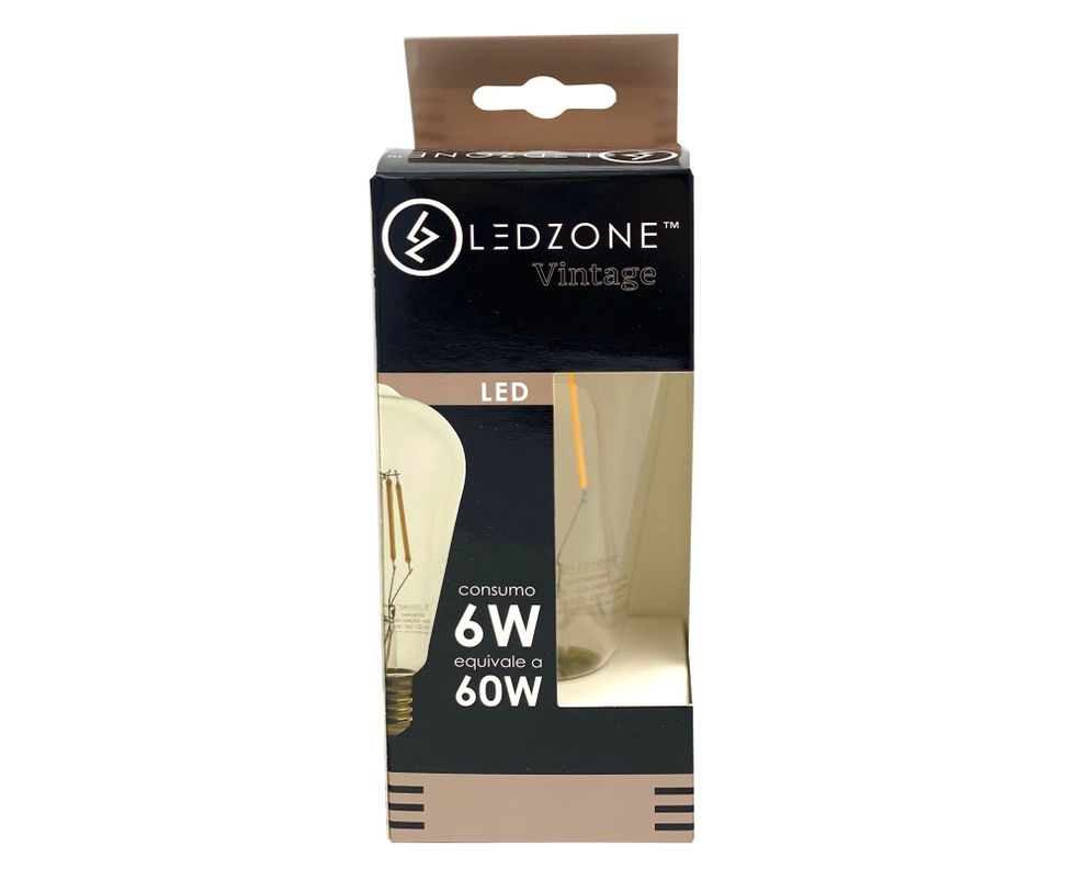 Ampolleta LED 6W E27 luz cálida pera filamento Ledzone-1