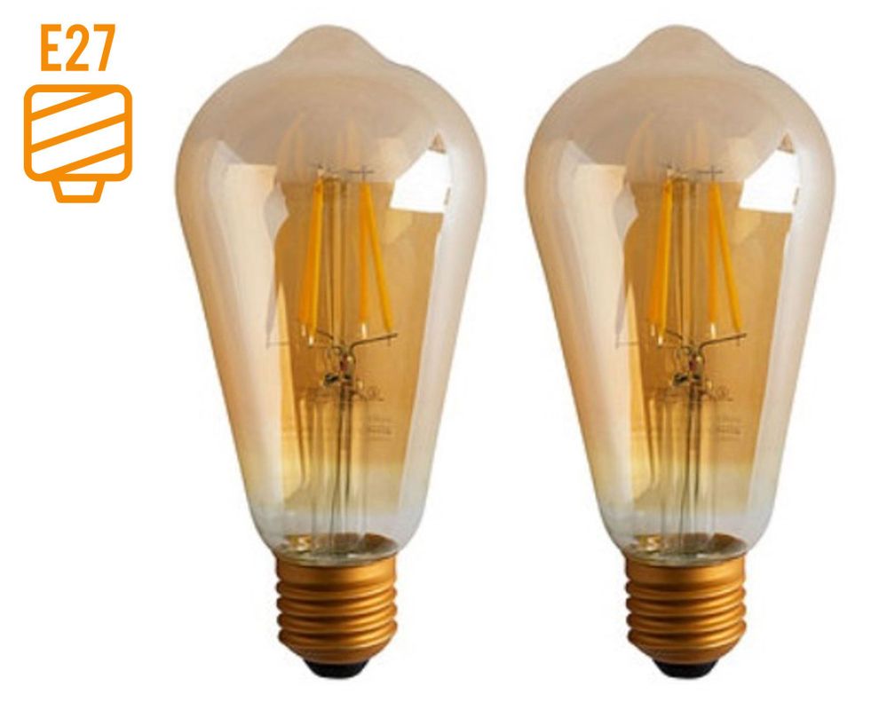 Ampolleta LED 4W E27 luz cálida pera vintage 2 unidades Ledzone.-0