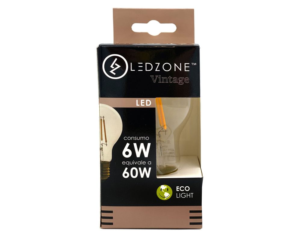 Ampolleta LED 6W E27 luz cálida filamento Ledzone.-1