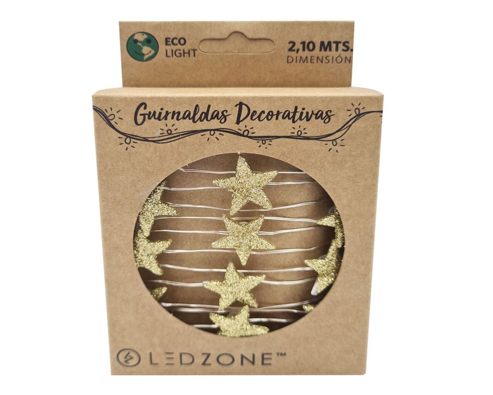 Guirnalda decorativa 20L 210 cm Estrellas Ledzone-0