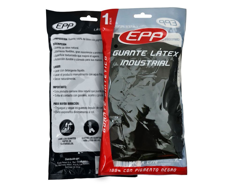 Guante látex industrial negro EPP-2