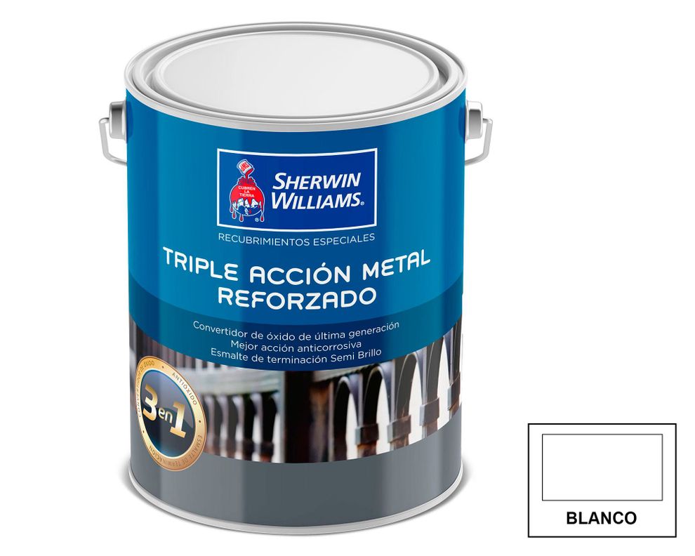 Esmalte anticorrosivo 1 galón Triple acción metal reforzado blanco semi brillante Sherwin Williams-2