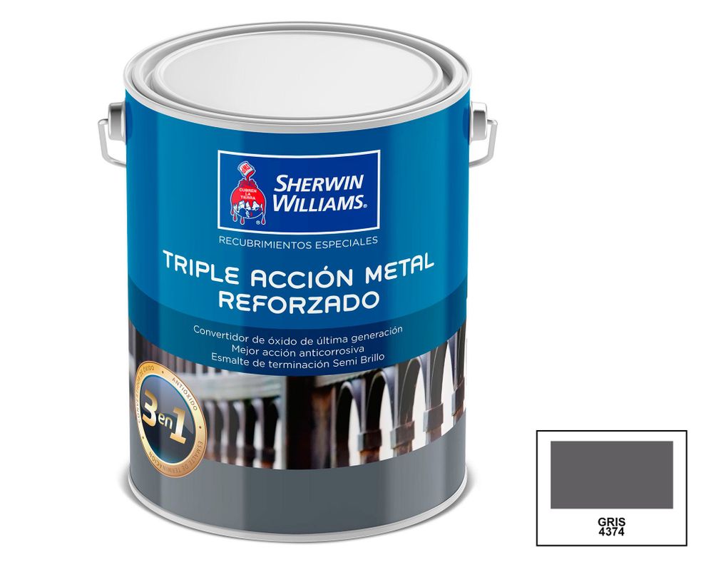 Esmalte anticorrosivo 1 galón Triple acción metal reforzado gris semi brillante Sherwin Williams-2