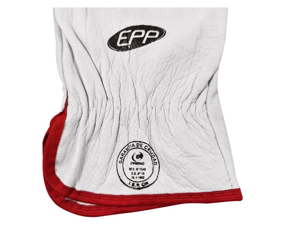 Guante cuero natural sin forro blanco EPP-2