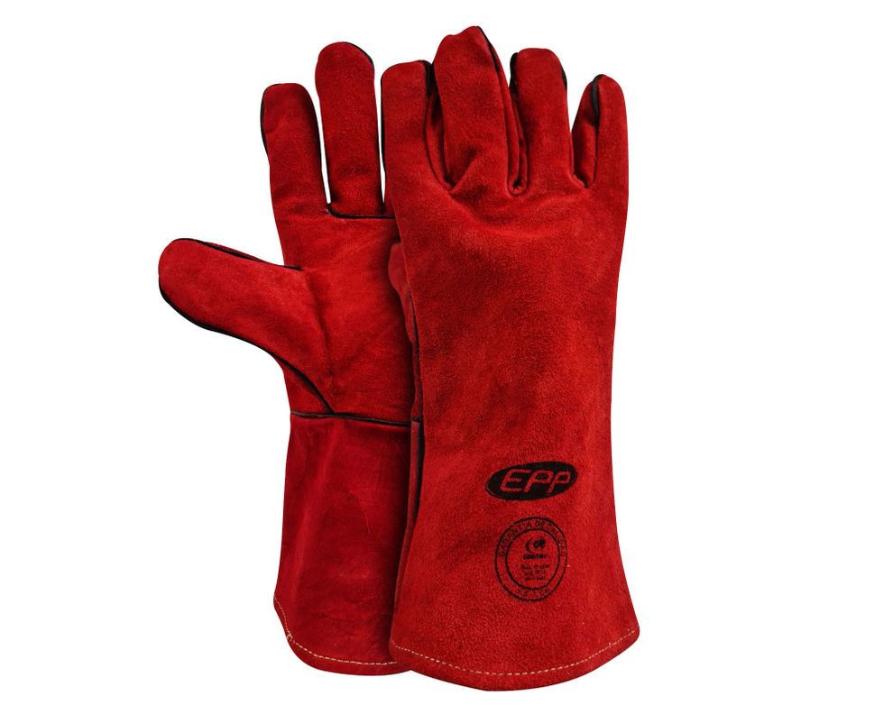 Guante soldador tradicional rojo EPP-0