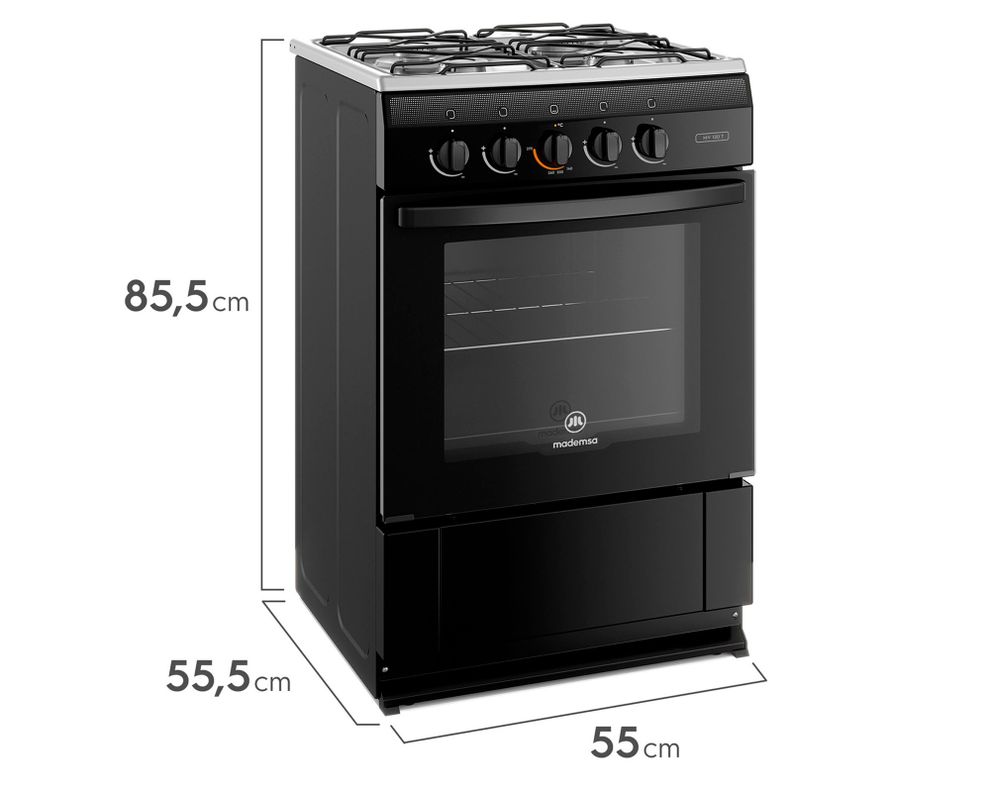 Cocina 4 quemadores MV 120 T negro Mademsa-5