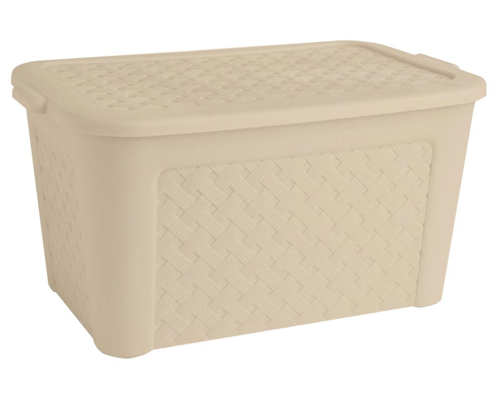 Caja organizadora 50 litros Ratán Beige Innovaplast-1