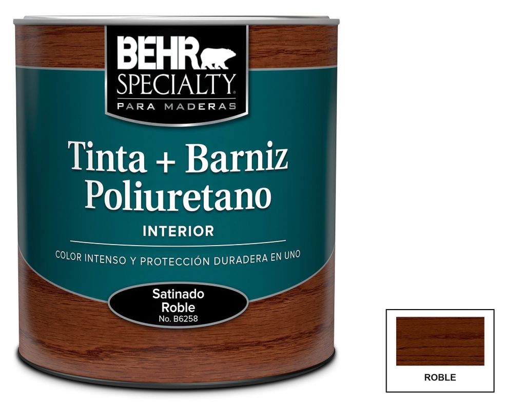 Barniz al agua 1/4 galón roble brillo Behr-0