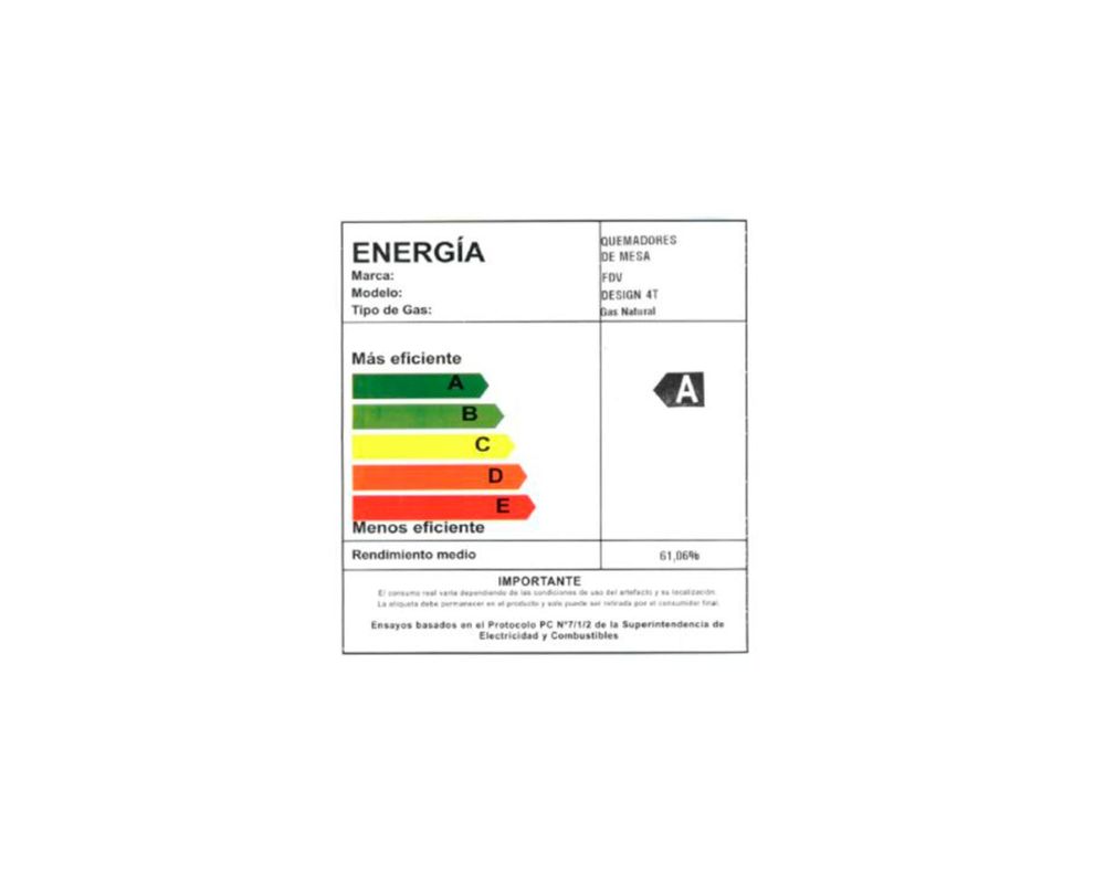 Encimera a gas 4 quemadores Design 4T FDV-5