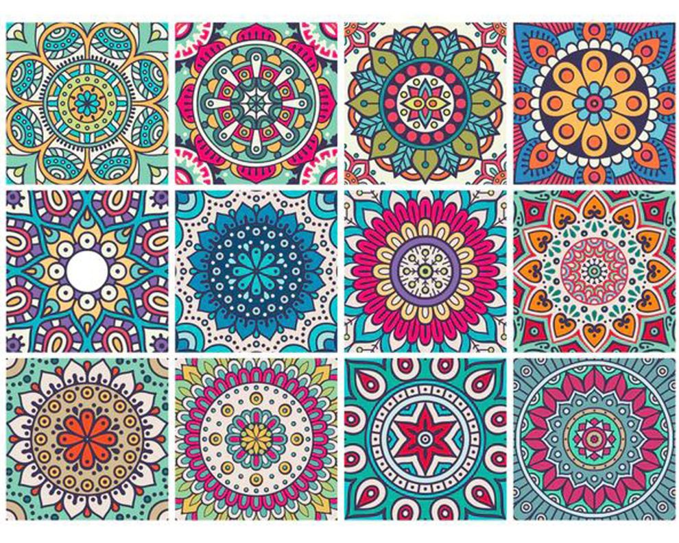 Vinilo adhesivo 15x15 cm Mandala 12 unidades-0