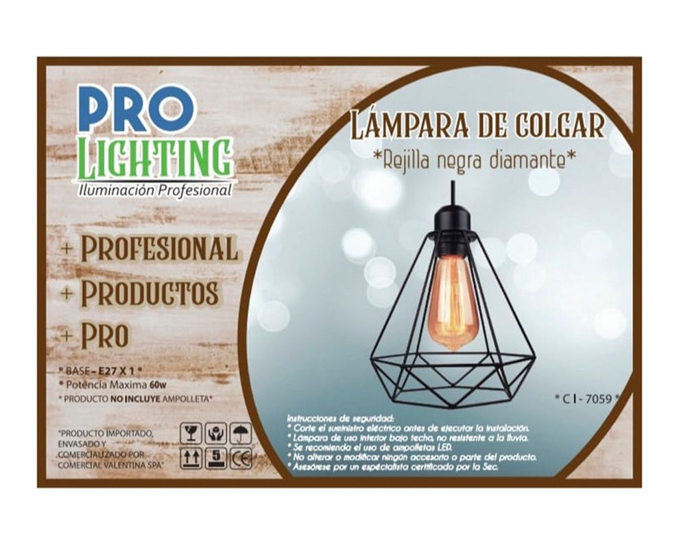 Lámpara colgar 1L E27 diamante Vintage Pro-Lighting-3