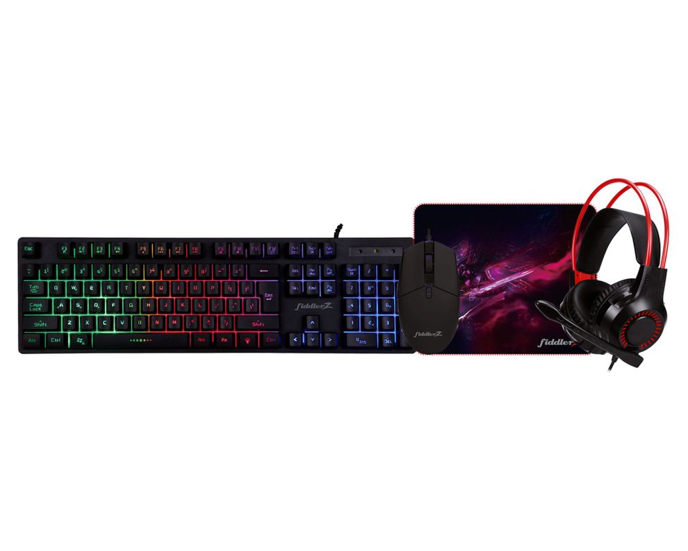 Teclado + mouse + mouse Pad + audífonos Fiddler.