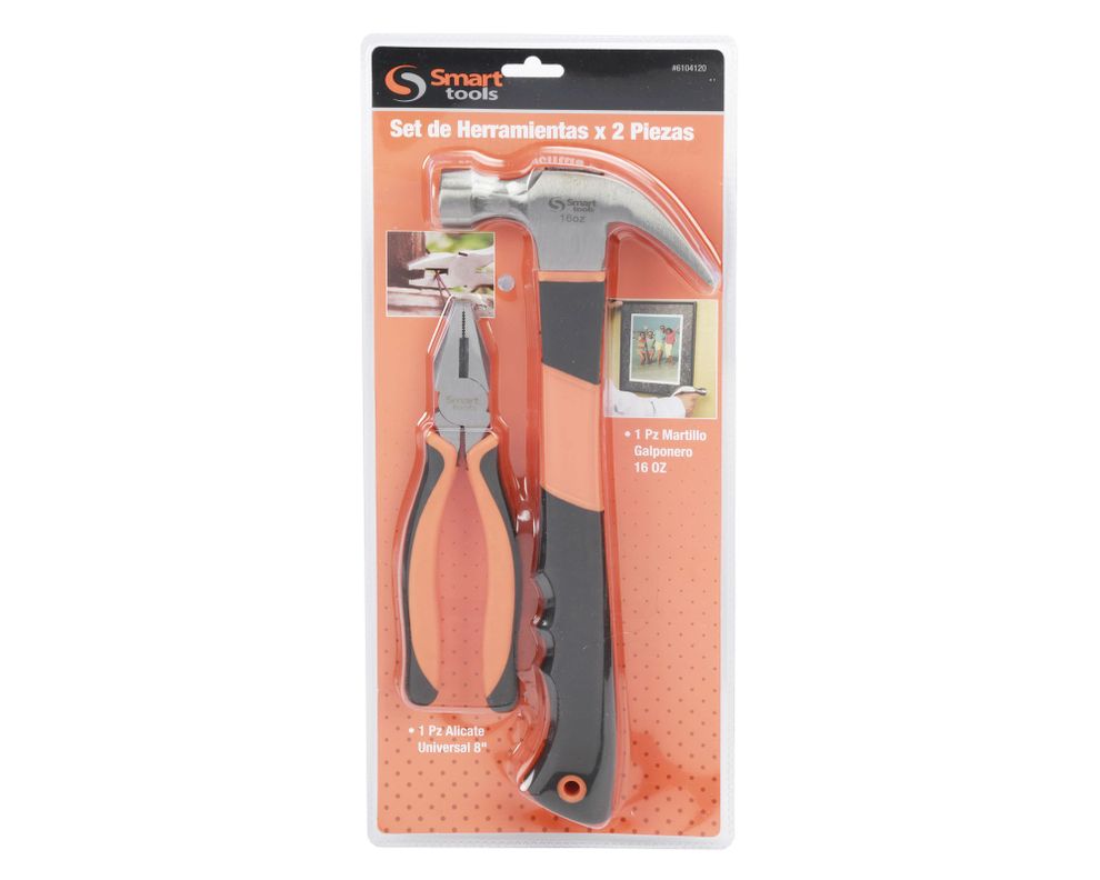 Martillo 16 oz + alicate Universal 8'' Smart Tools-0