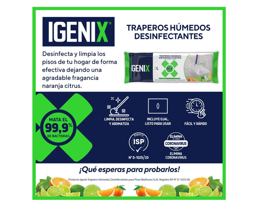 Trapero húmedo desinfectante multiuso Citrus Igenix-1