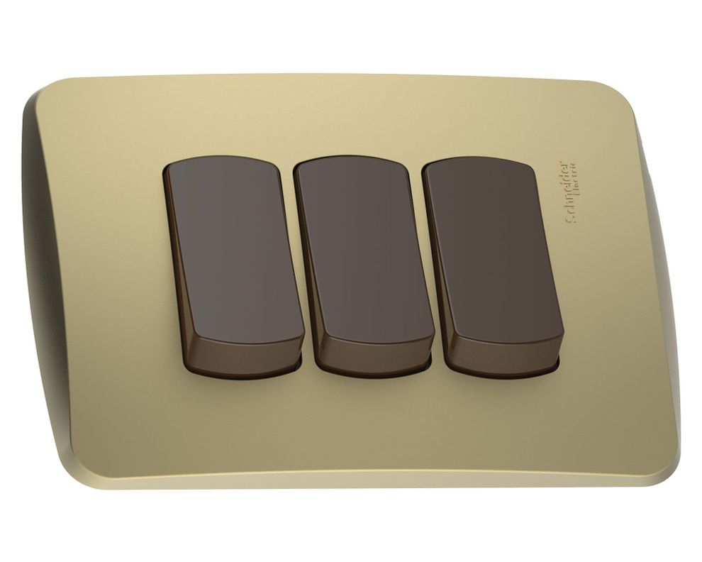 Placa armada con interruptor triple 16A 9/32 dorado Schneider-0