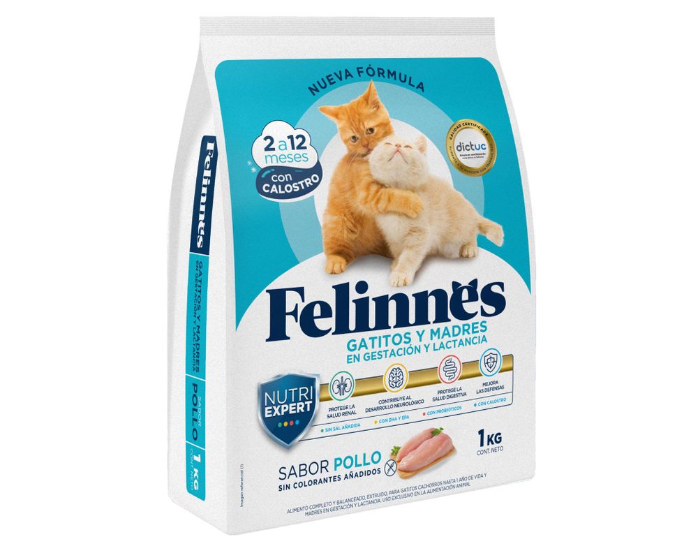 Alimento gato 1 kg pollo gatitos/madres en gestación Felinnes-1