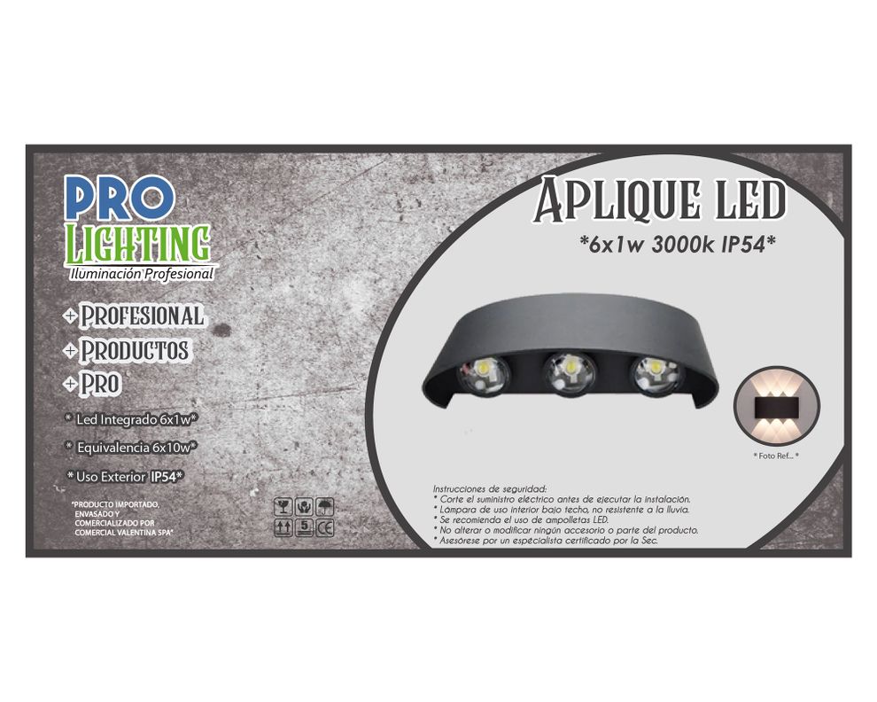 Aplique LED 6L luz cálida negro Pro-Lighting-2
