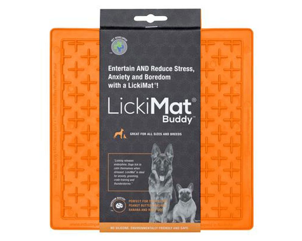 Plato silicona perro naranjo Lickimat-1