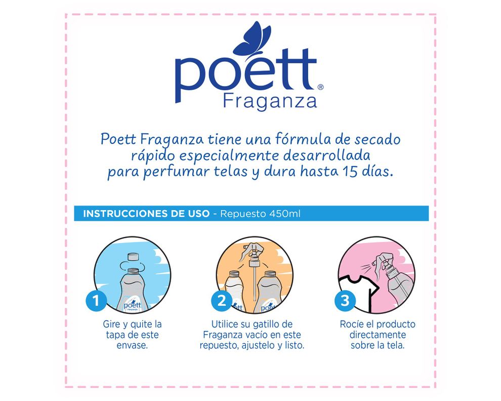 Aromatizador de ropa 450 ml Suavidad algodón Poett-2