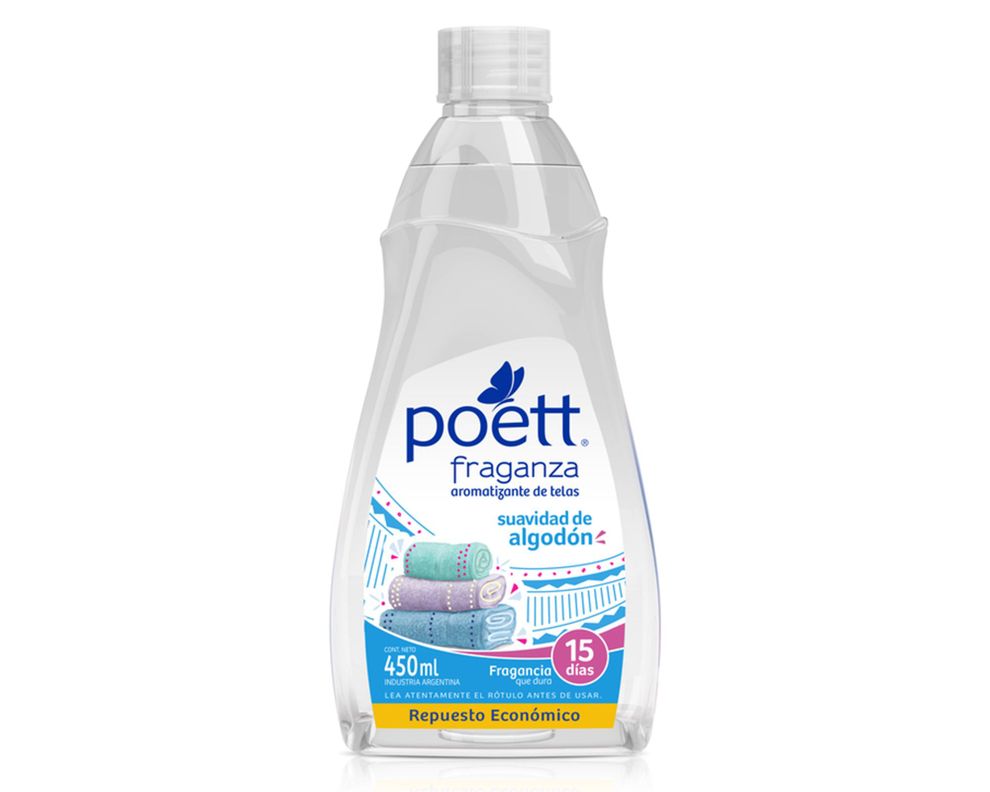 Aromatizador de ropa 450 ml Suavidad algodón Poett-1