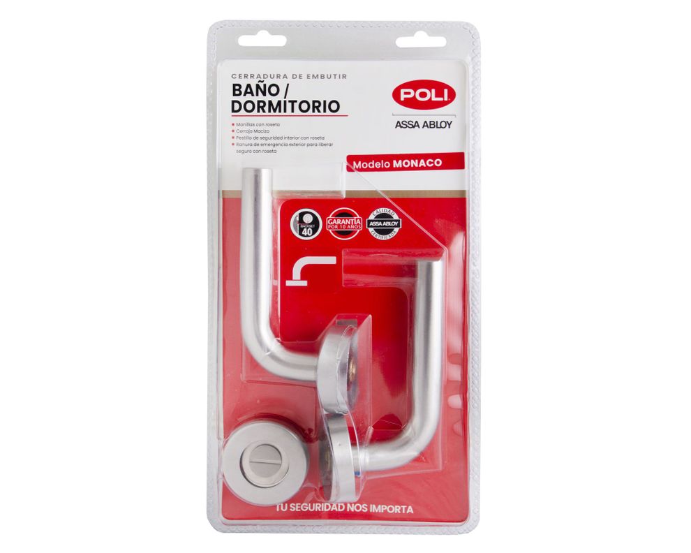 Cerradura embutida manilla baño/dormitorio Monaco gris-2