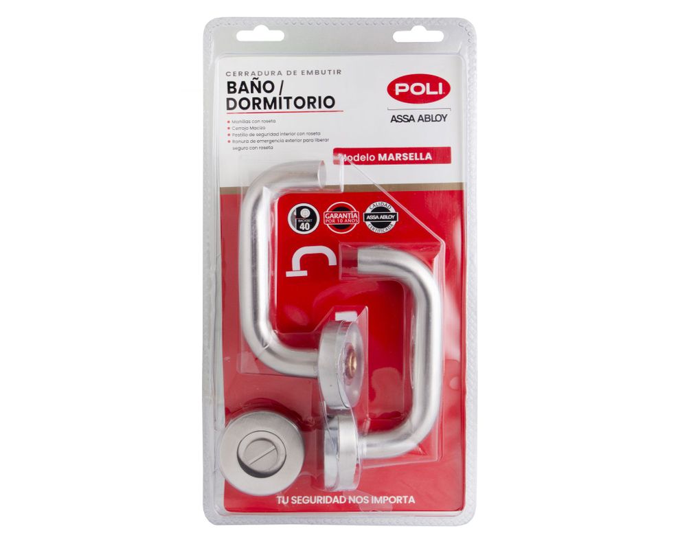 Cerradura embutida manilla baño/dormitorio Marsella gris-2