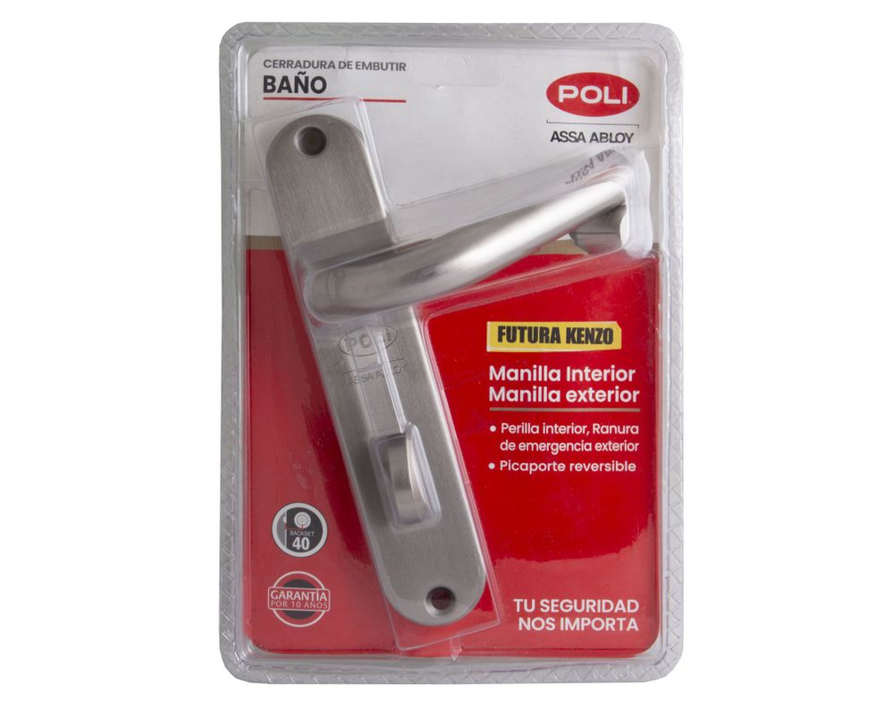 Cerradura embutida manilla baño Futura Kenzo gris-2