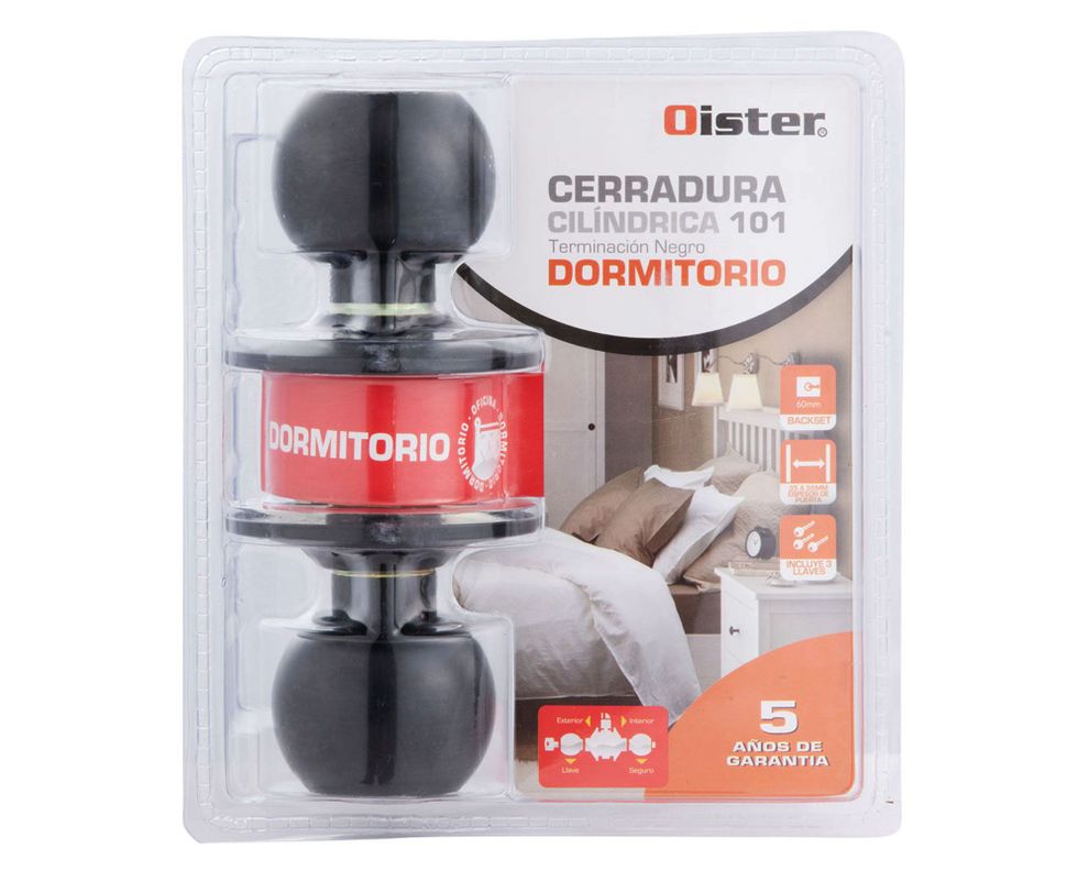 Cerradura cilíndrica 101 dormitorio negro Oister-3