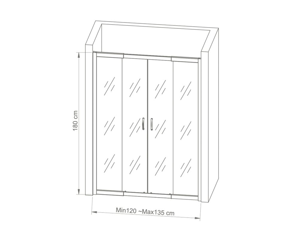 Mampara frontal 180x120-135 cm 6 mm-10