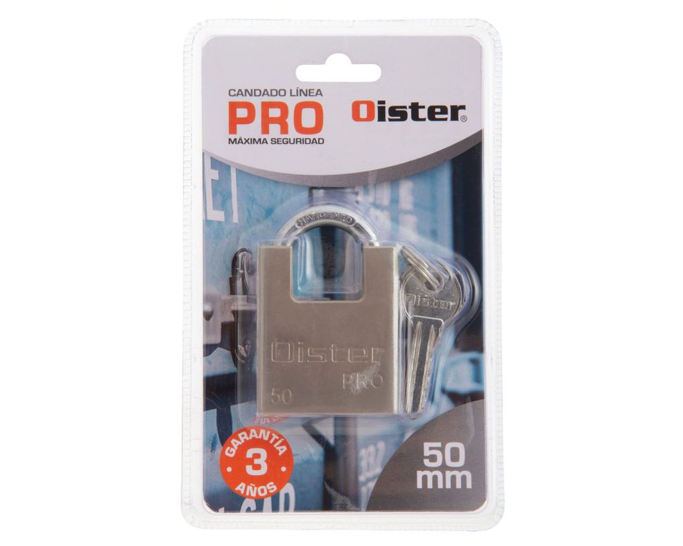 Candado seguridad exterior fierro 50mm PRO Oister-2