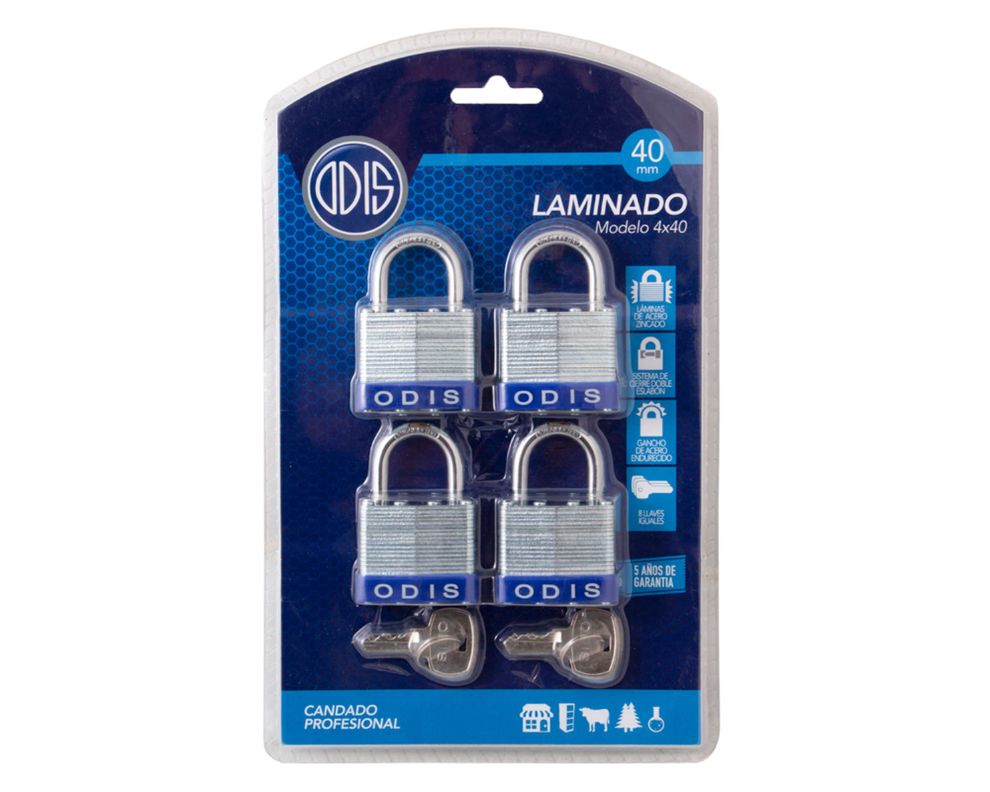 Candado interior x4 acero zincado 40 mm Laminado-2