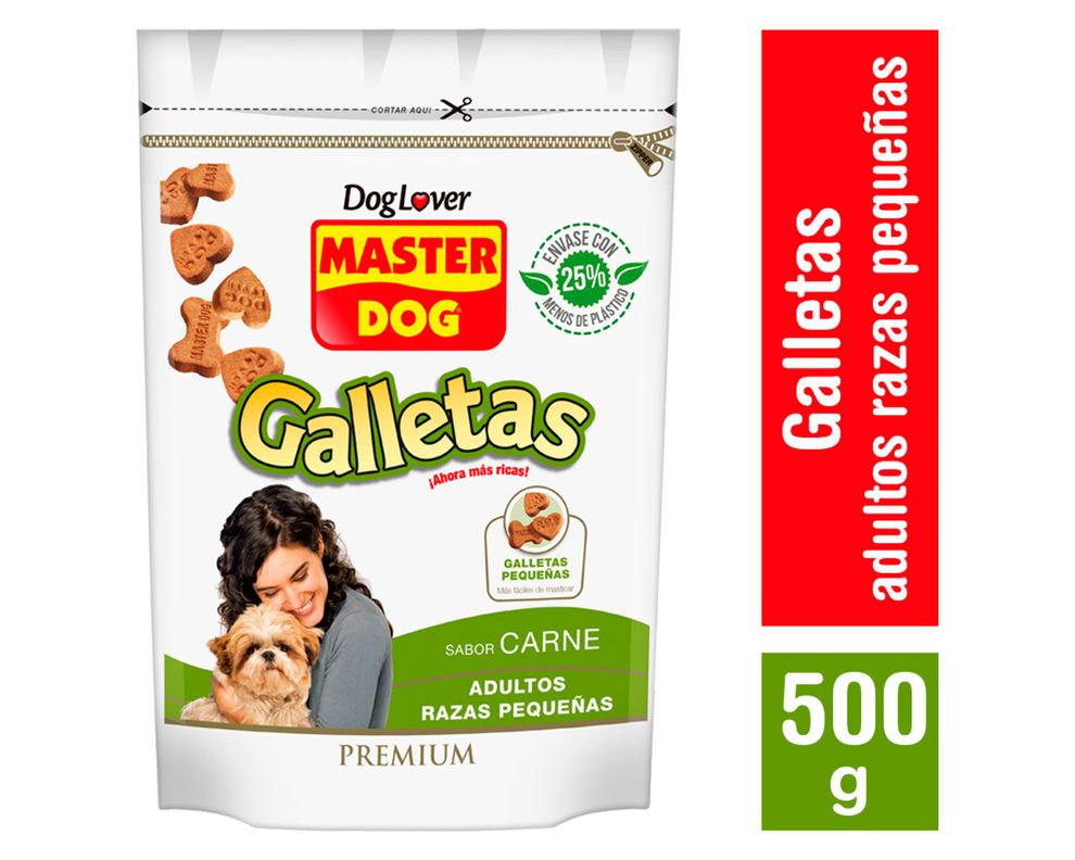 Snack perro 500 g Galleta raza pequeña carne Master Dog-0