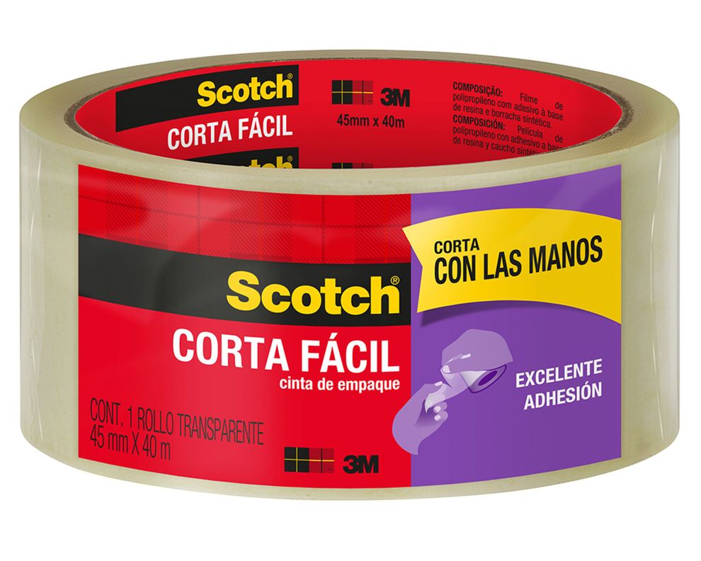 Cinta embalaje corta fácil 45 mmx 40 m 3M transparente-0