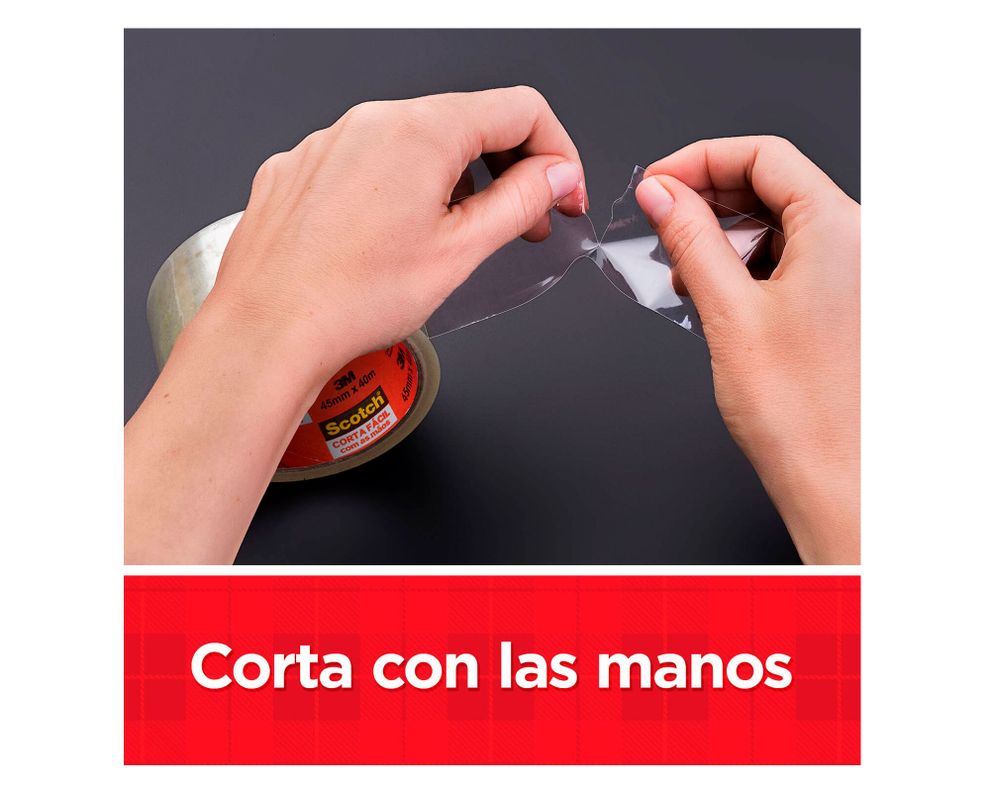 Cinta embalaje corta fácil 45 mmx40 m 3M transparente 4 unidades-3