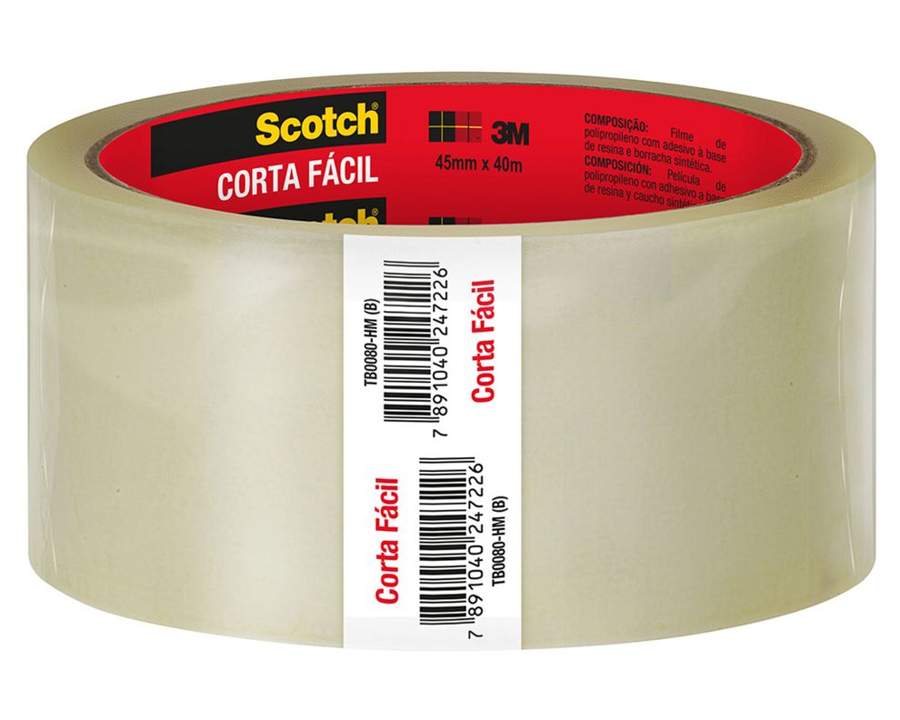 Cinta embalaje corta fácil 45 mmx40 m 3M transparente 4 unidades-1