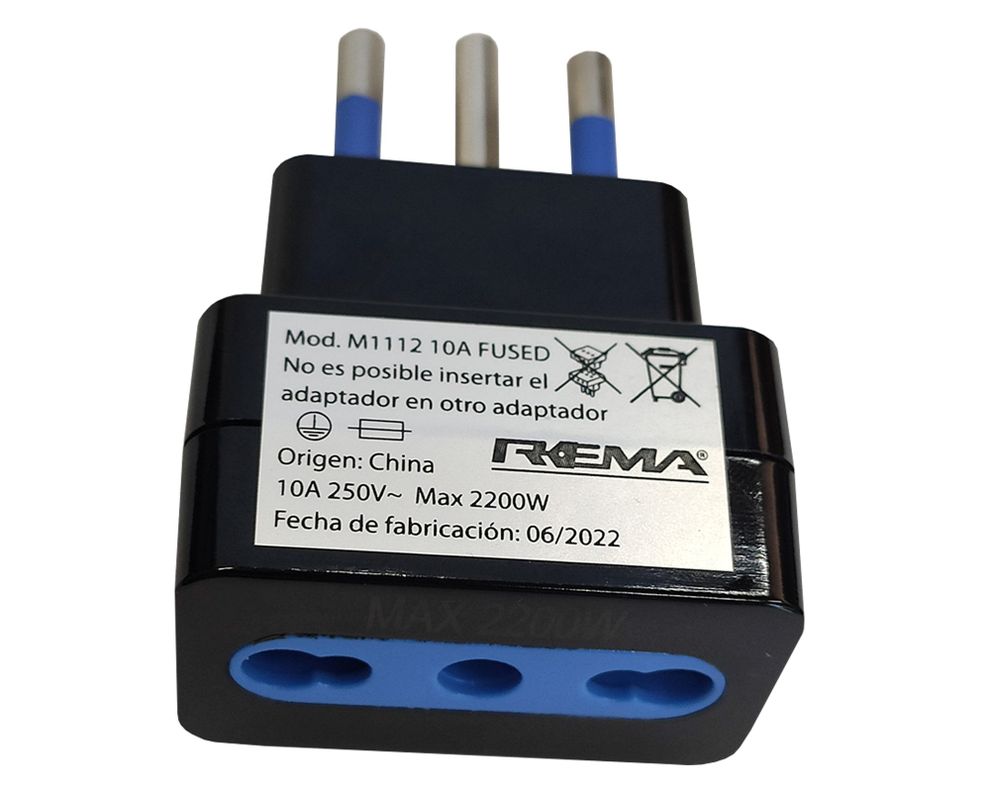 Adaptador con protección 10-16A 93PTON1112 negro Rema-1